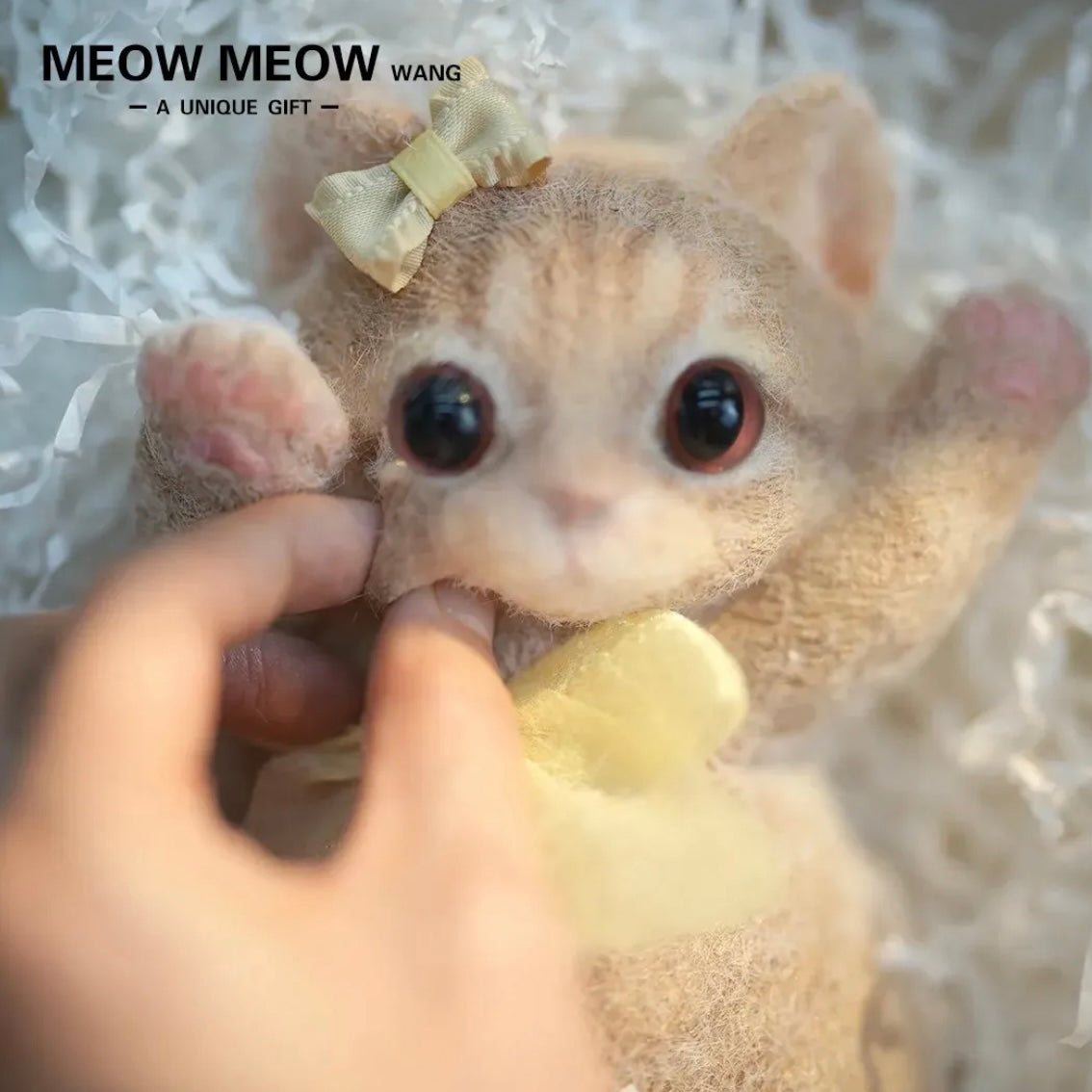 Lovely Ginger Squishy Cat with Yellow Bows