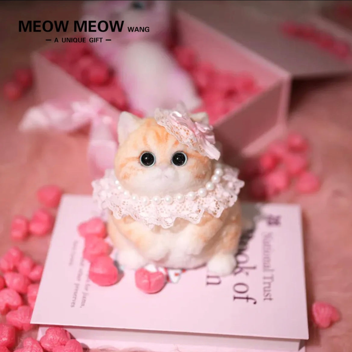 Round Orange chubby cat with a pink hat