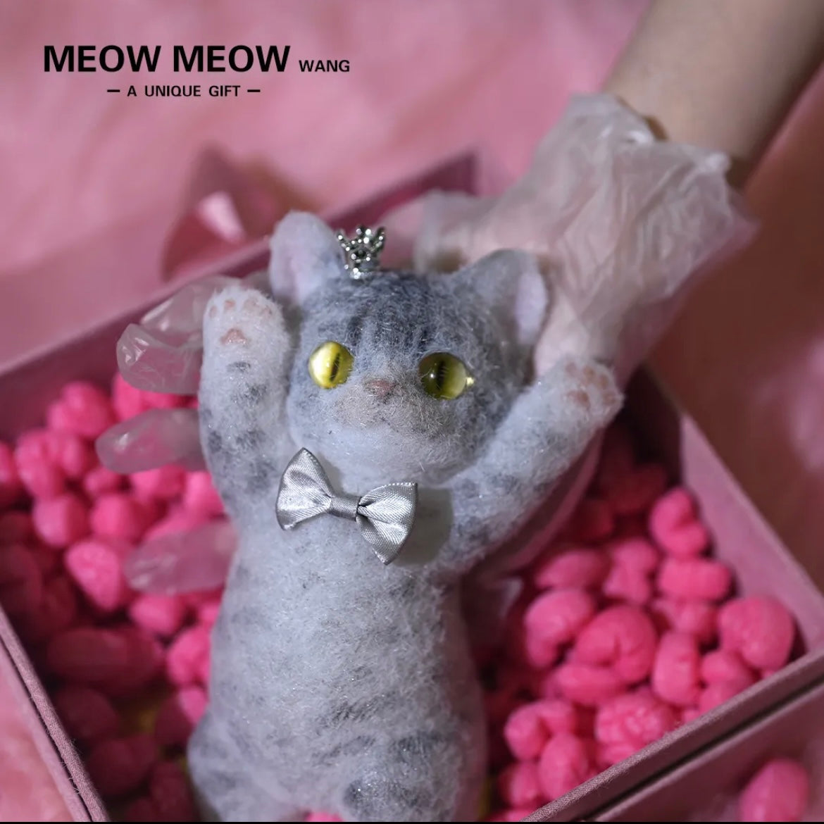 Majestic Gray Prince Squishy Kitty with Bow