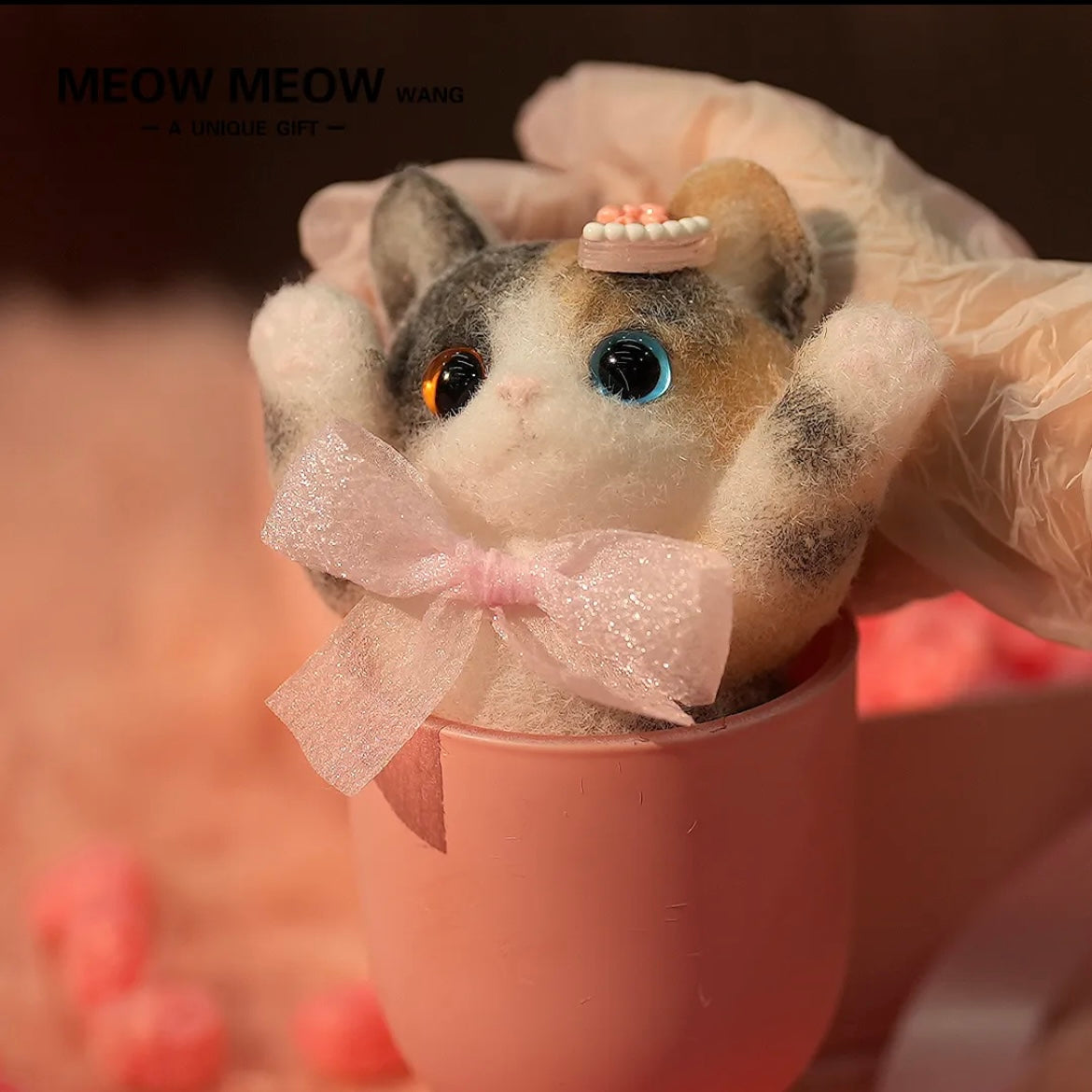 Adorable Calico Squishy Cat with the Blue and Yellow eyes