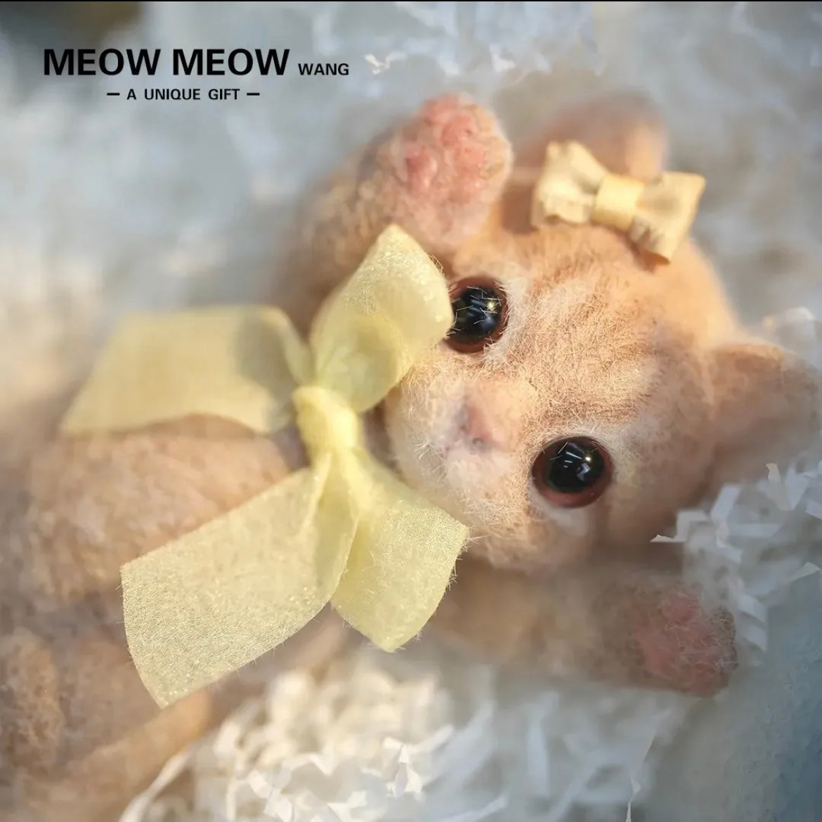 Lovely Ginger Squishy Cat with Yellow Bows