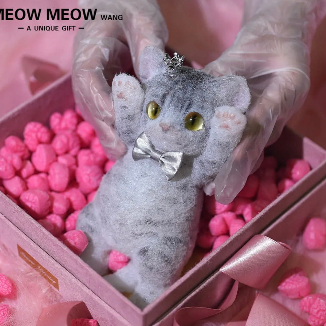 Majestic Gray Prince Squishy Kitty with Bow