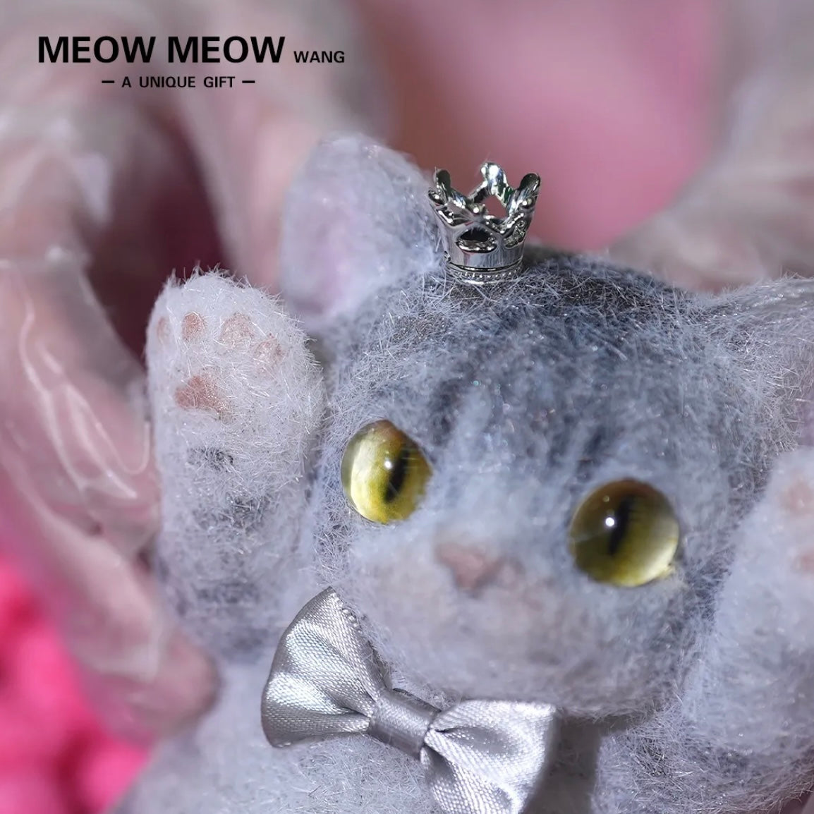 Majestic Gray Prince Squishy Kitty with Bow