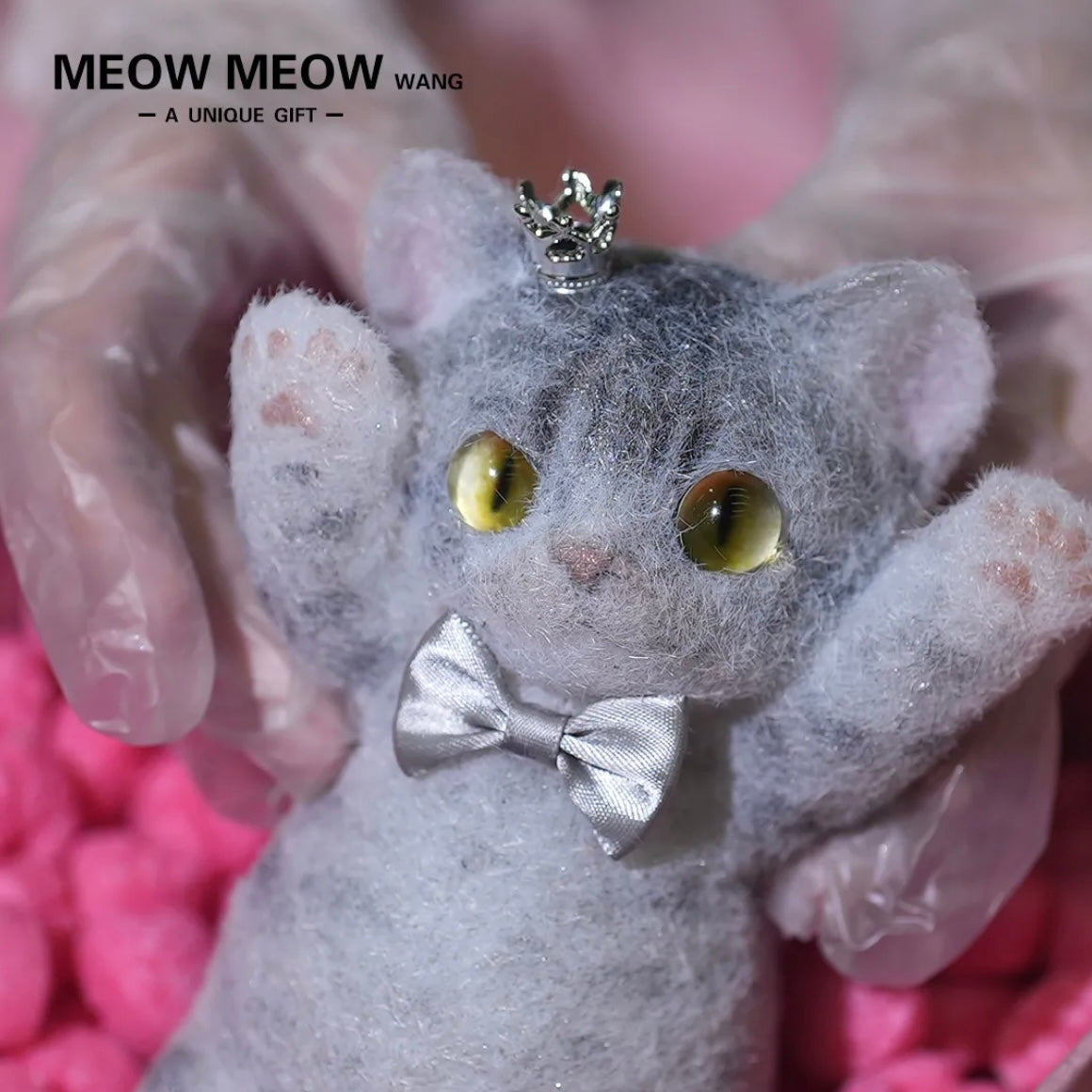 Majestic Gray Prince Squishy Kitty with Bow