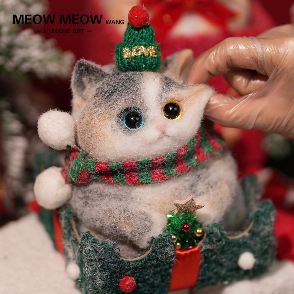 Christmas Chubby Calico with the Blue and Yellow eyes