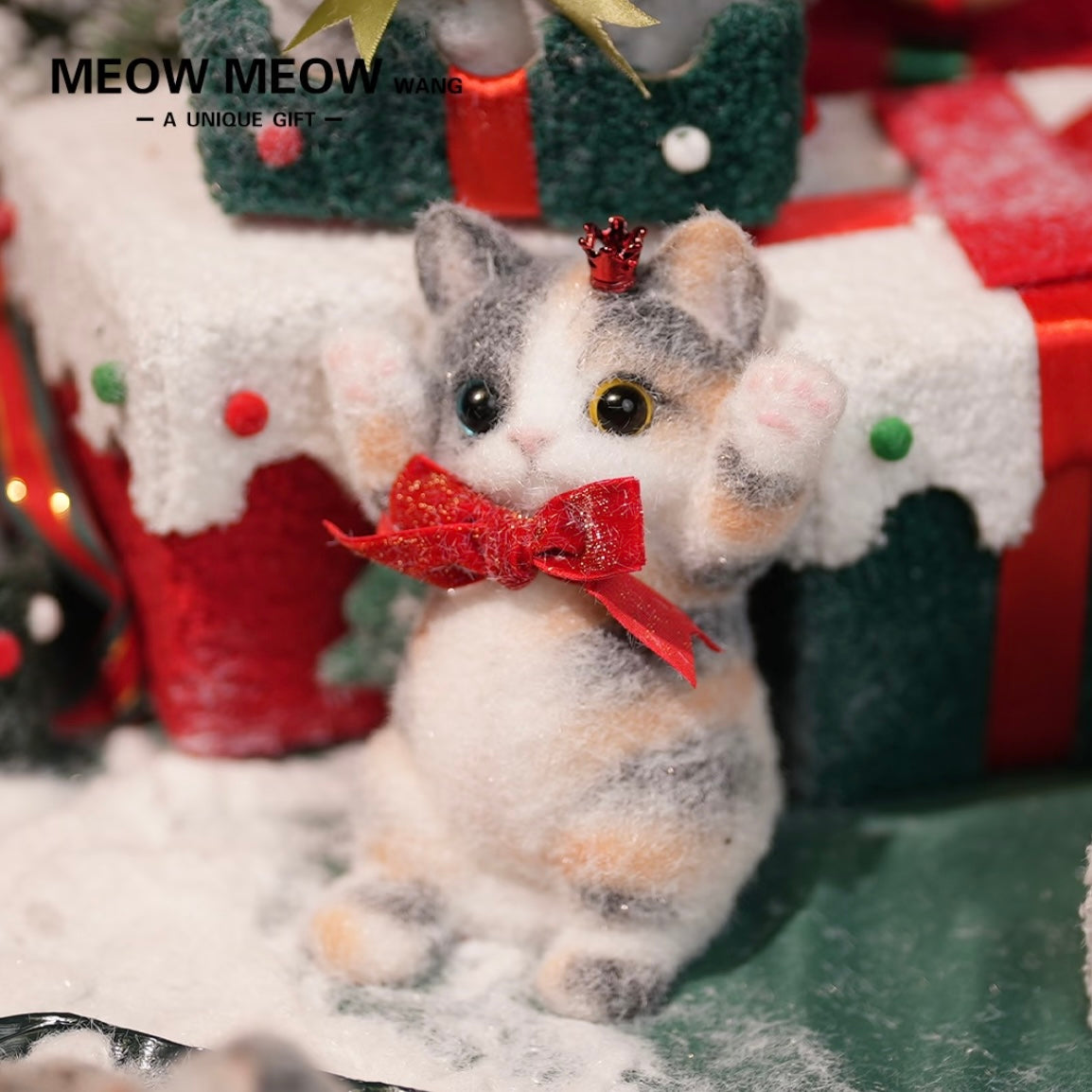 Adorable Calico Squishy Cat with the Blue and Yellow eyes