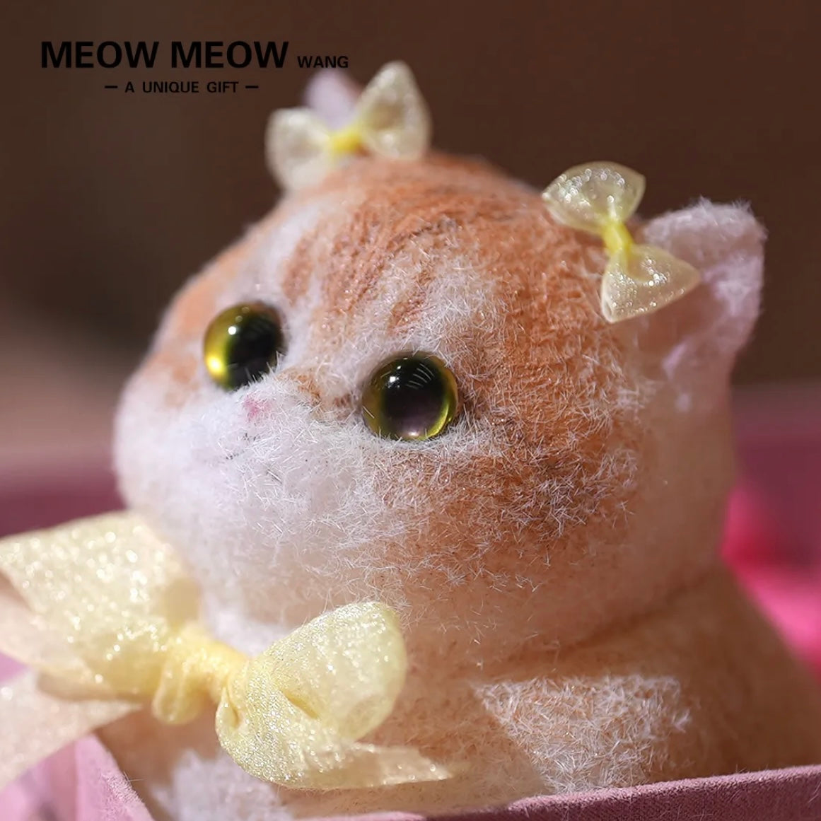 Lovely Squishy Cat with Yellow Bows